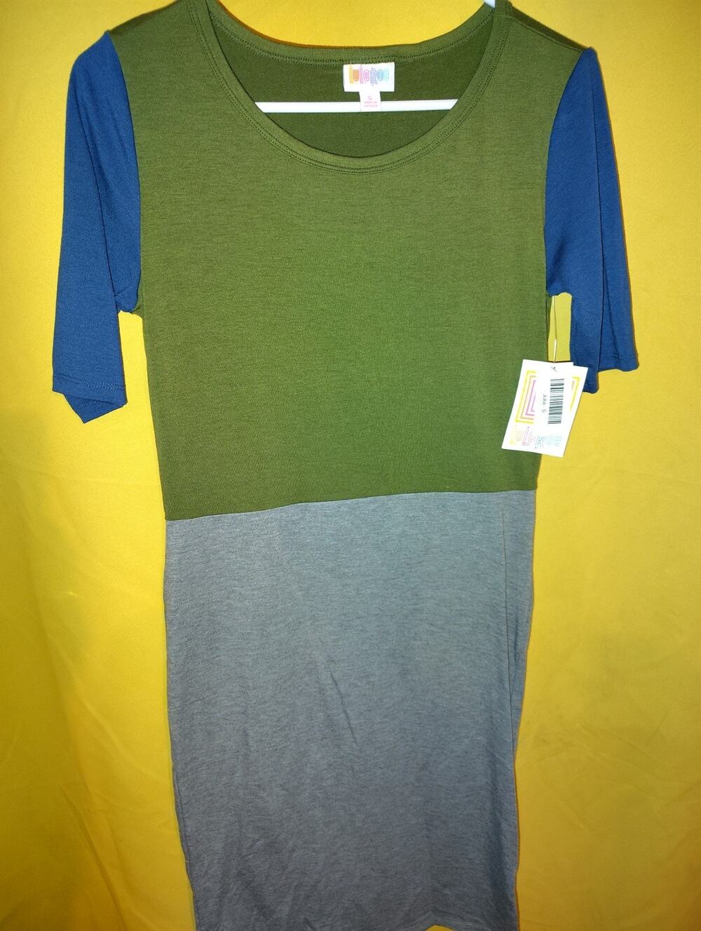Lularoe Julia Women's Pullover Dress Sz Small NWT Tri Color Blue Green Gray New